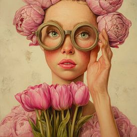 Dromerig portret met bloemen en bril van But First Framing