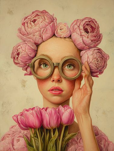 Portrait rêveur avec des fleurs et des lunettes sur But First Framing