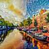 Colourful painting Amsterdam: Canals of Amsterdam by Slimme Kunst.nl