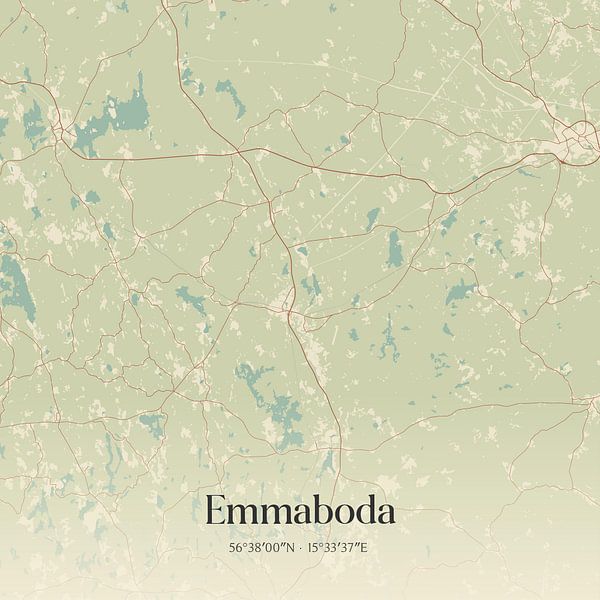 Vintage map from Emmaboda, Sweden. by Prints of Place
