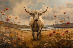 Schottischer Highlander in Herbstlandschaft - Rustikale Majestät in der Wildnis