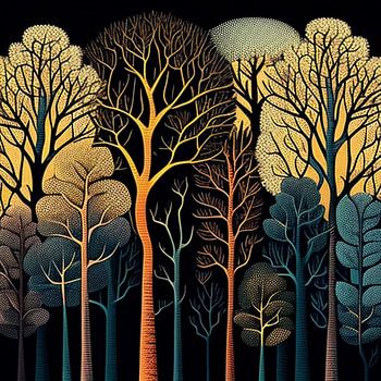 Stylised trees with the elegance of the golden hour