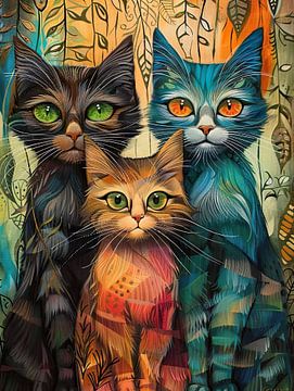 Trio de chats sur PixelPrestige