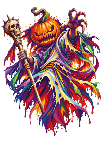 PUMPKIN GHOST HALLOWEEN WPAP POP ART ILLUSTRATION MAGIC – FUN & FESTIVE METAL POSTER