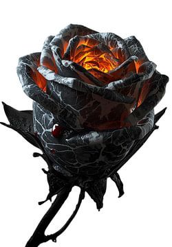 Rose sculptée dans le marbre : feu intérieur et coulures sombres sur Sergej Gello