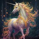 Golden Unicorn | Golden Unicorn by Blikvanger Schilderijen thumbnail