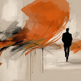 Abstrakte Malerei - Orange Rust Kraftvoll und dynamisch von Joriali Abstrakte Kunst