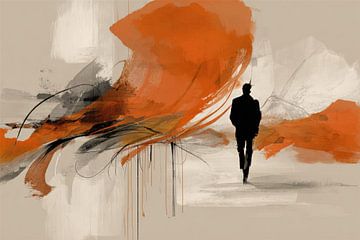 Abstrakte Malerei - Orange Rust Kraftvoll und dynamisch