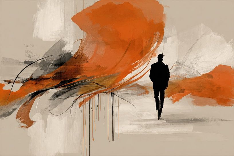 Peinture abstraite - Orange rouille puissante et dynamique par Joriali Art abstrait