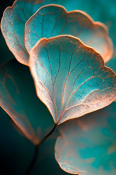 Transparent leaves in blue - Aesthetic by Poster Art Shop