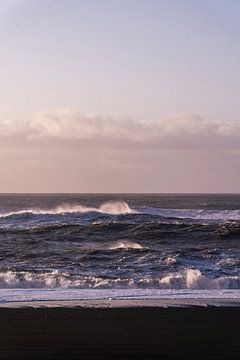 Calm and Raw Surf on Volcanic Beach Purple Waves by Femke Ketelaar