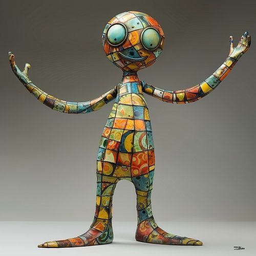 kleurig whimsical poppetje