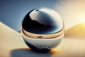 Surrealistische zilveren bal van Frank Heinz