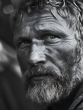 black and white portrait of man by PixelPrestige