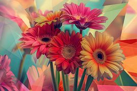 Gerberabloemen - levendige bloemen in een modern ontwerp van Poster Art Shop