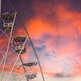 Gondolas of a Ferris Wheel in the Sunset by Frank Herrmann