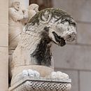 Leeuw voor de ingang van de kathedraal van Sint Domnius in centrum van Split in Kroatië van Joost Adriaanse thumbnail