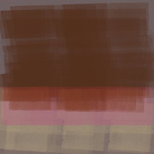 Bruin, neonroze, wit. Abstract kleurrijk schilderij geïnspireerd door Mark Rothko