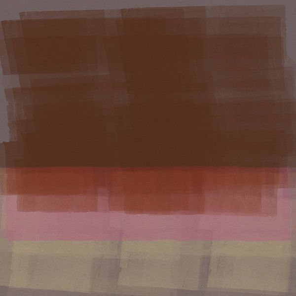 Brown, neon pink, white. Abstract colorful painting inspired by Mark Rothko by Dina Dankers