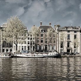 Aan de Amstel en noir et blanc, Amsterdam sur Rietje Bulthuis