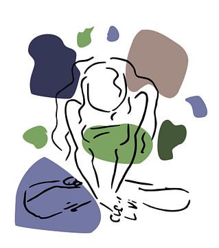 Zeichnung sitzende junge Frau von Emiel de Lange