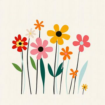 Naïeve bloemen Midcentury Moderne tuin van Floral Abstractions