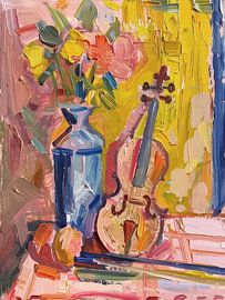 Violin And Flowers Abstract by TOAN TRAN