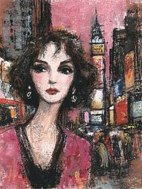 Vrouw en Times Square