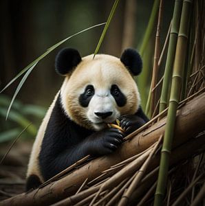 Pandabär mit Bambus von Gert-Jan Siesling