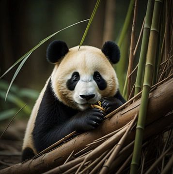 Panda bear with bamboo by Gert-Jan Siesling