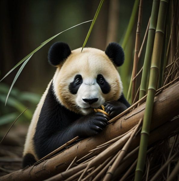 Pandabär mit Bambus von Gert-Jan Siesling