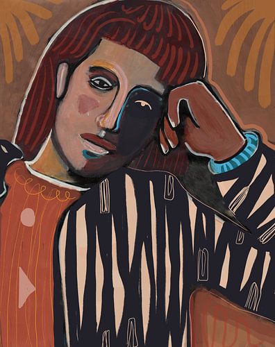 modern portret met zwartwit patroon