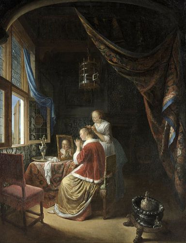 Jonge vrouw aan haar toilet, Gerard Dou