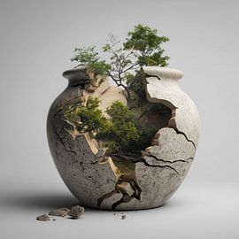 Baum und Zweige in einer Vase aus Bruchsteinen von TheXclusive Art