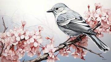 pentekening van een vogel van Gelissen Artworks