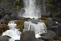 Detailed photograph of a little waterfall at Thingvellir NP, Island