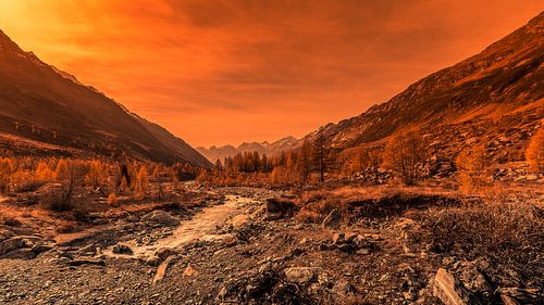 Zonsondergang in het Lötschental
