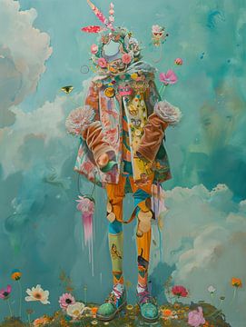 Carnaval Figuur | Floral Fantasy Voyage van Abstract Schilderij