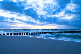 Groyne in Zingst on the Baltic Sea. Groynes reach into the sea by Martin Köbsch