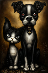 Hund - Katze - Cartoon