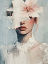 Modern en abstract portret in wit en pastelkleuren van Carla Van Iersel thumbnail