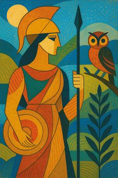 Illustration géométrique de la déesse Athéna. sur Galerie Hoppenbrouwers