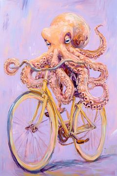Octopus op fiets kunstwerk van Poster Art Shop