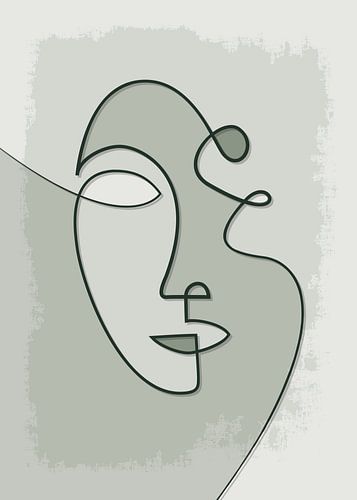 Portrait/tracé de ligne gris/vert