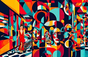 Escher's Dame in Rot