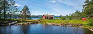 Panorama am See von Vaelerenveien, Buskerud, Norwegen