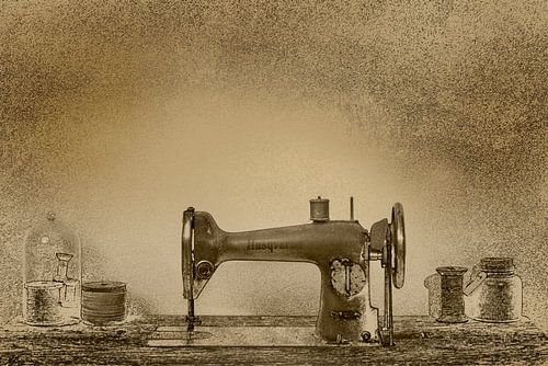 Ancienne machine à coudre en sépia