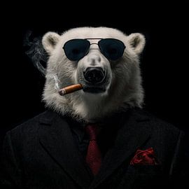 polar bear with a cigar and sunglasses by TheXclusive Art