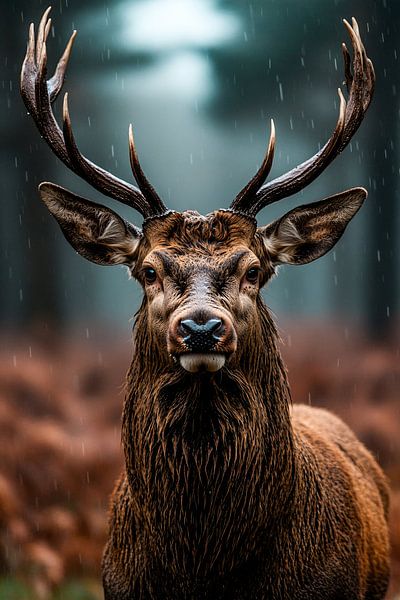 Majestic deer in rain by Imperial Art House