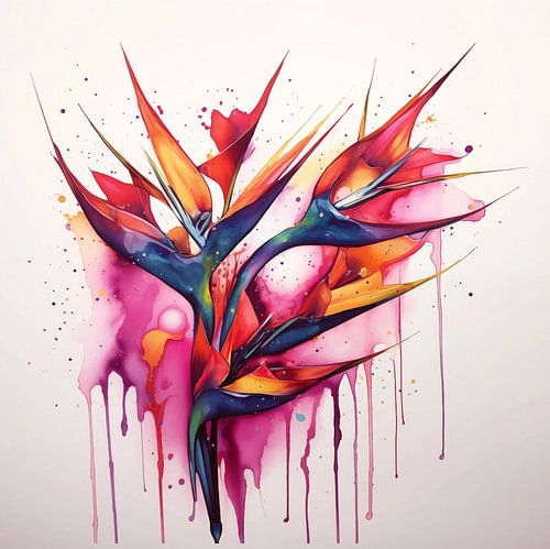 roofvogel bloemen aquarel